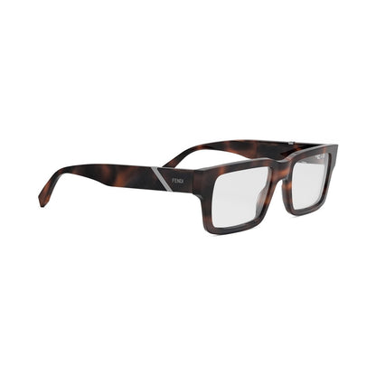 Fendi Diagonal Havana Rectangular Eyeglasses