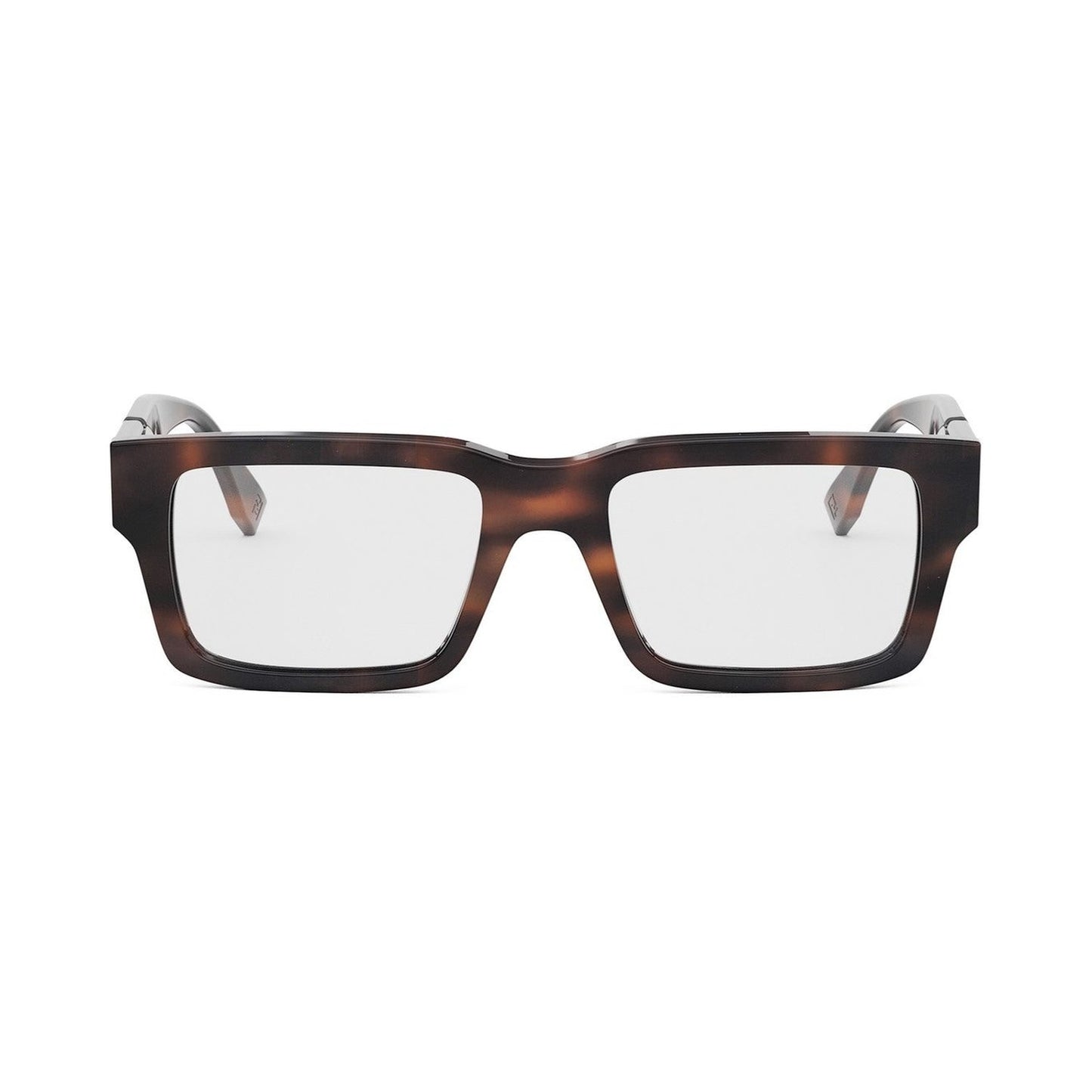 Fendi Diagonal Havana Rectangular Eyeglasses