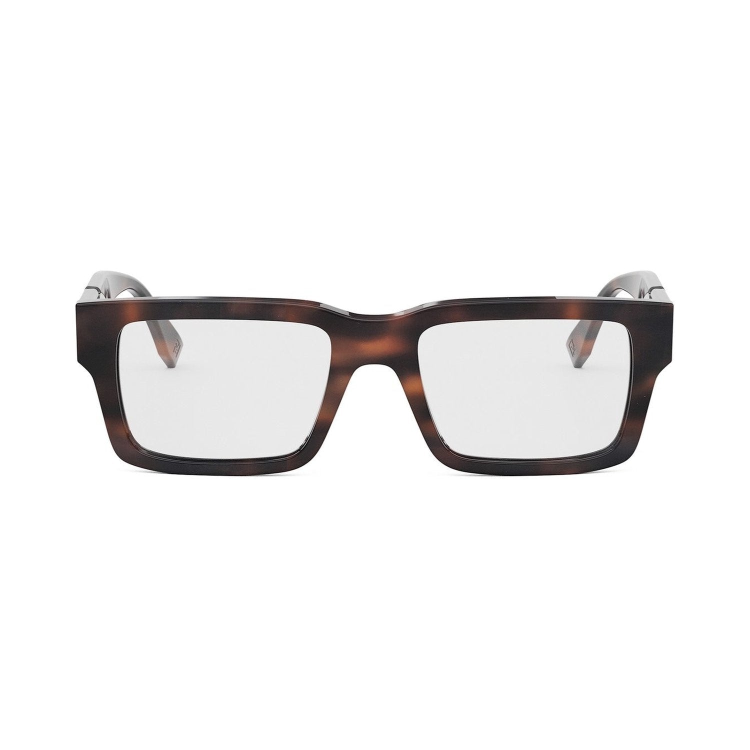 Fendi Diagonal Havana Rectangular Eyeglasses