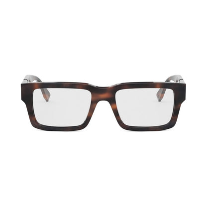 Fendi Diagonal Havana Rectangular Eyeglasses