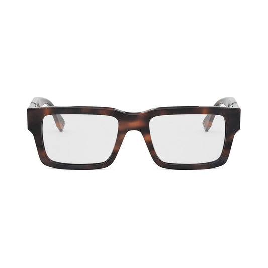 Fendi Diagonal Havana Rectangular Eyeglasses