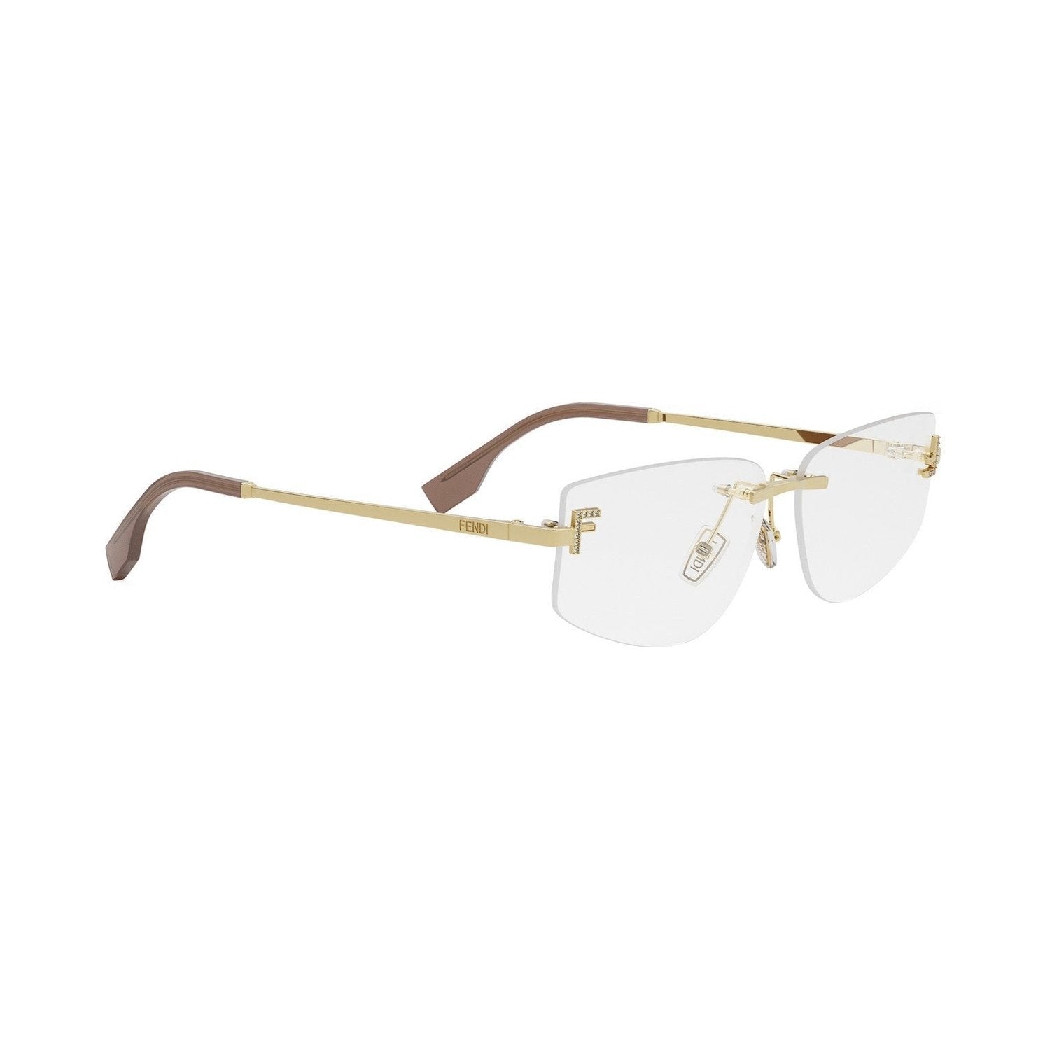 Fendi First Crystal Gold Geometric Eyeglasses