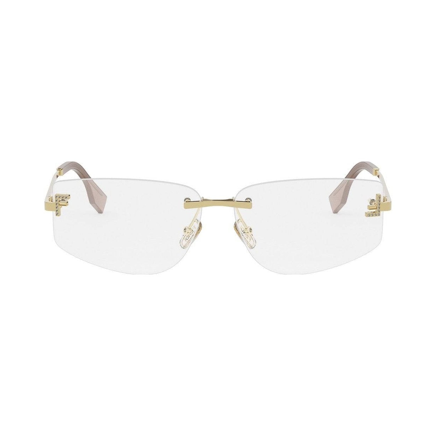 Fendi First Crystal Gold Geometric Eyeglasses