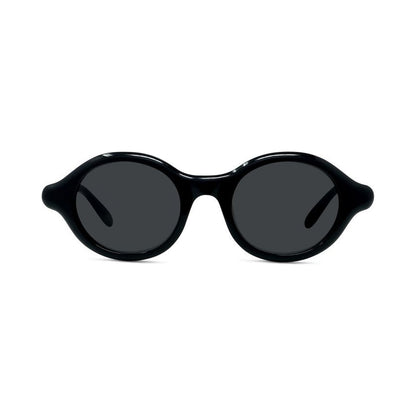 Slim Black Round Sunglasses