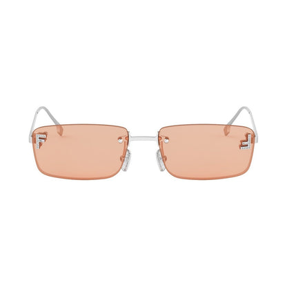 Fendi First Crystal Silver Rectangular Sunglasses