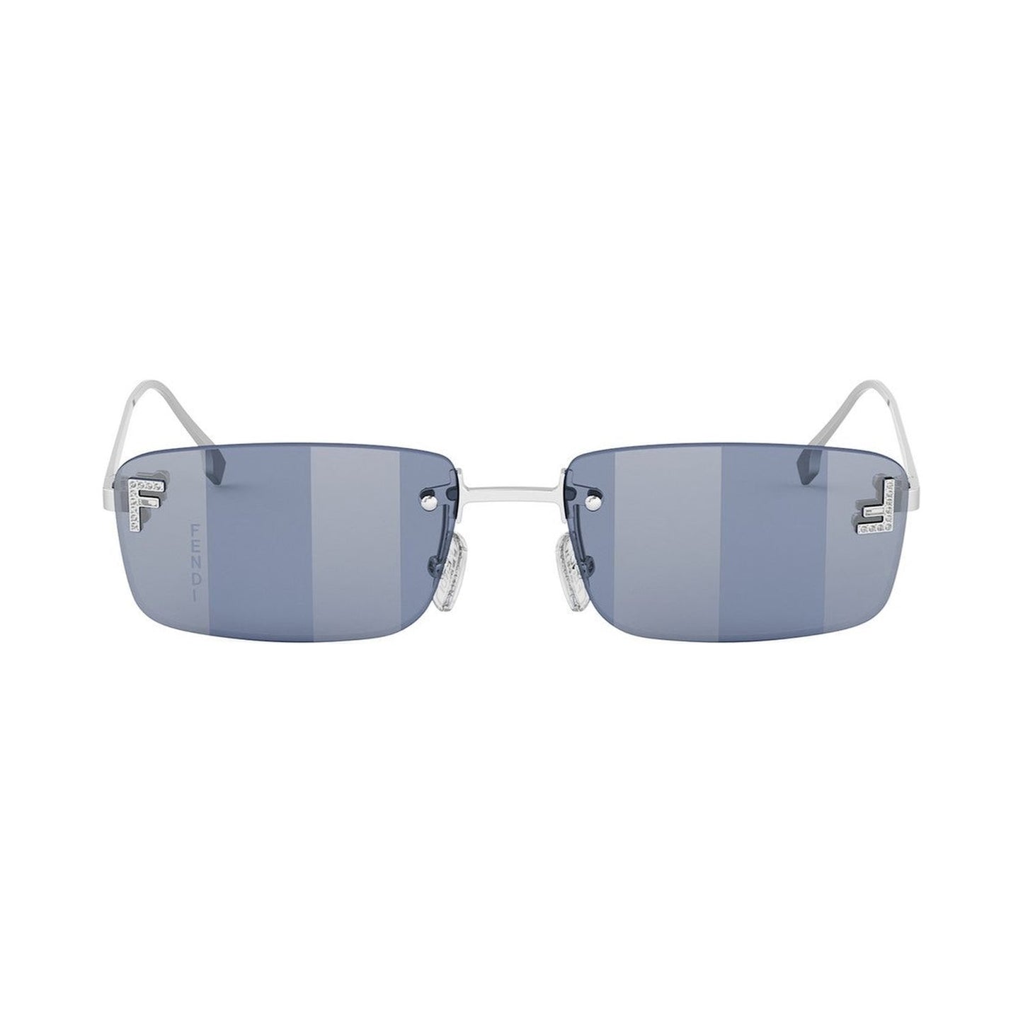 Fendi First Crystal Silver Rectangular Sunglasses