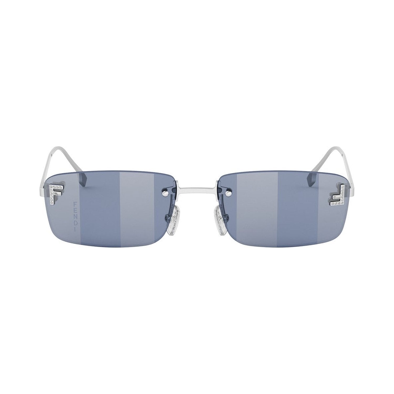 Fendi First Crystal Silver Rectangular Sunglasses