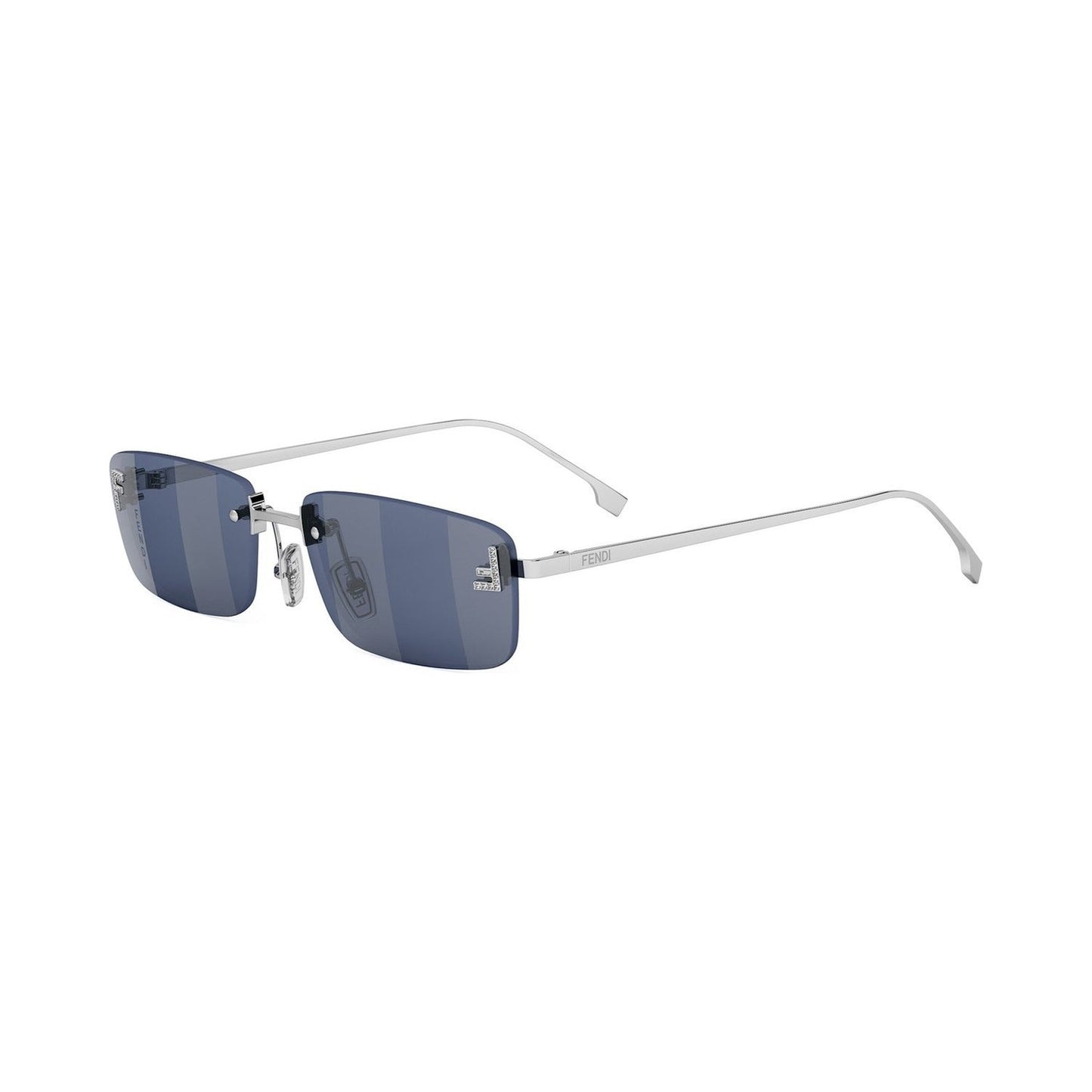 Fendi First Crystal Silver Rectangular Sunglasses