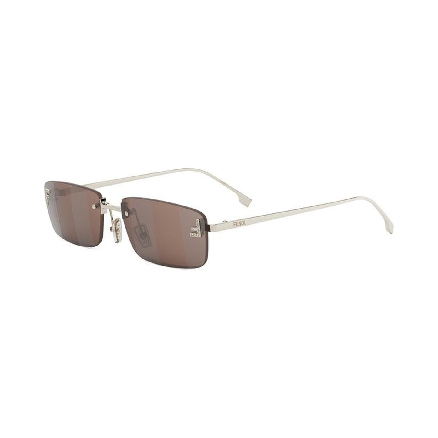Fendi First Crystal Gold Rectangular Sunglasses