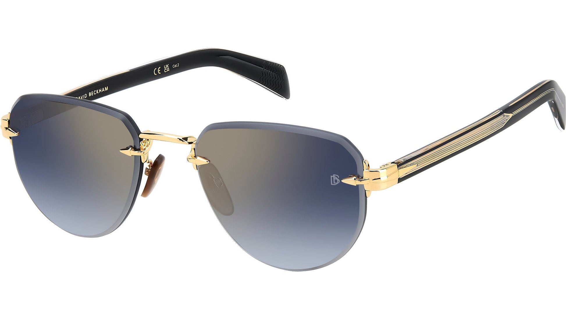 David Beckham DB 7144/S RHL Gold Black lato