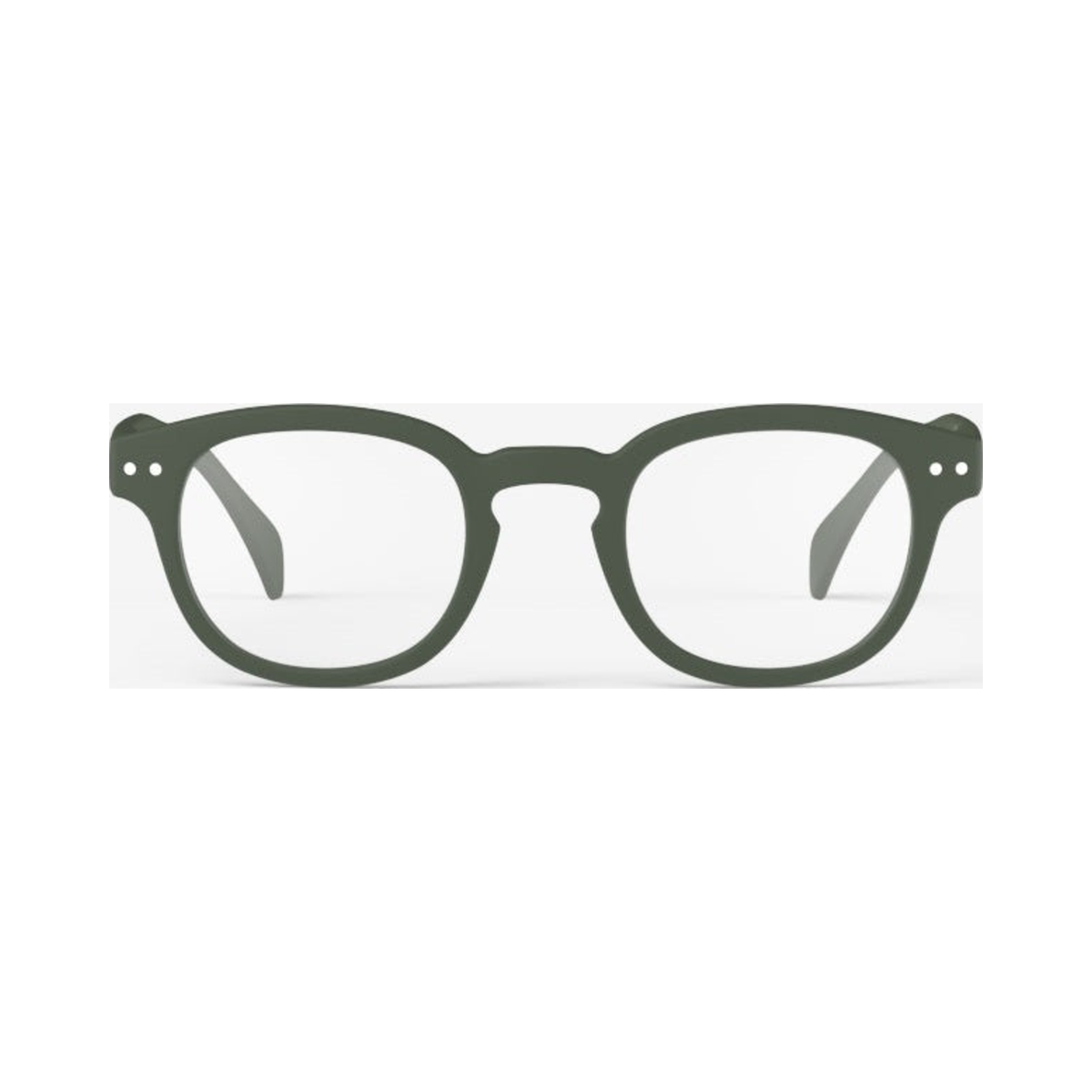 Izipizi READING C KAKI GREEN +2 | Occhiali da vista verde, immagine quadrata con occhiale centrato e scala uniforme