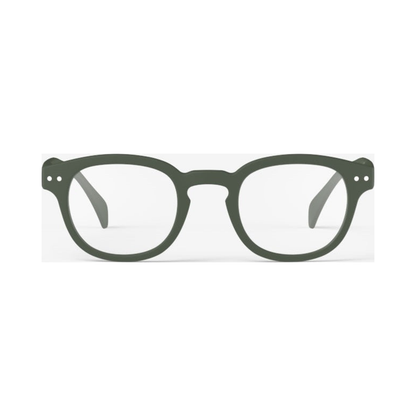 Izipizi READING C KAKI GREEN +2 | Occhiali da vista verde, immagine quadrata con occhiale centrato e scala uniforme